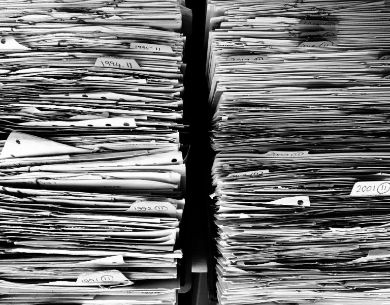 Messy paperwork files.